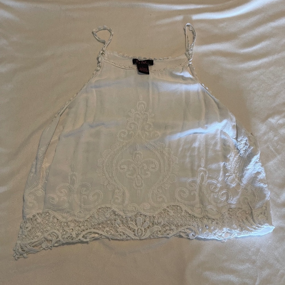 White Fringe Crop Top